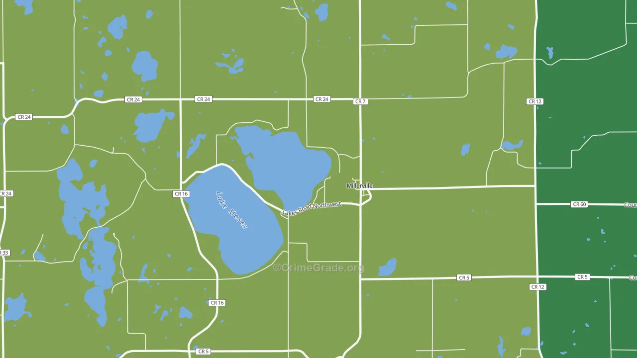Millerville, MN Map of Theft Rates