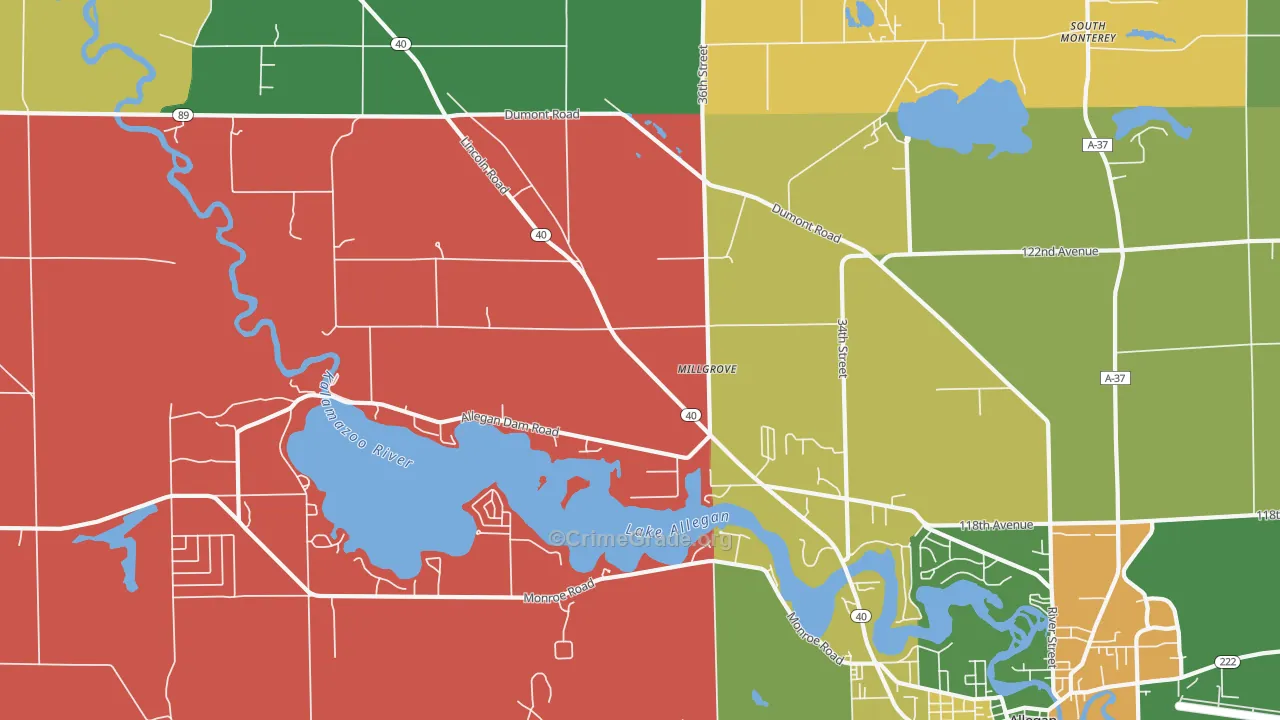 Millgrove, MI Map of Theft Rates