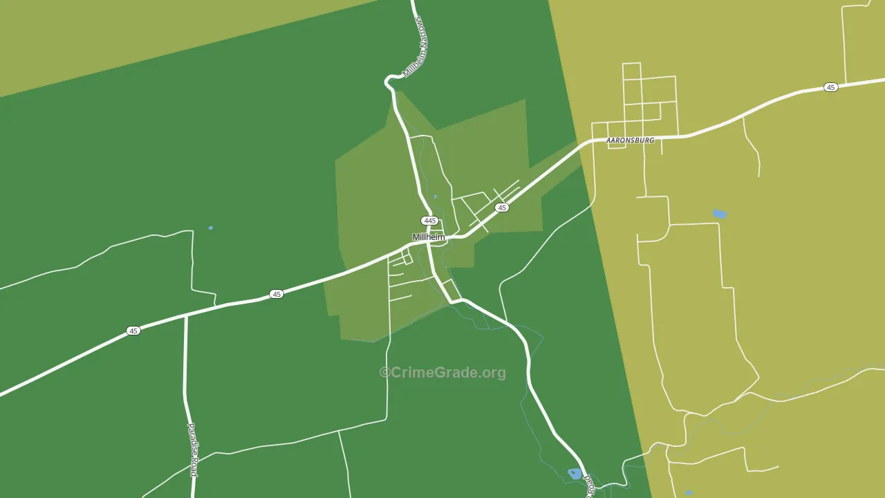 Millheim, PA Map of Theft Rates