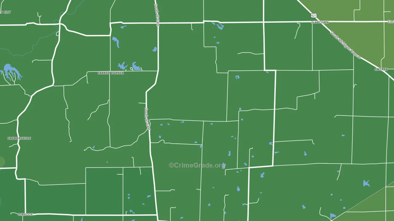 Millhousen, IN Map of Theft Rates