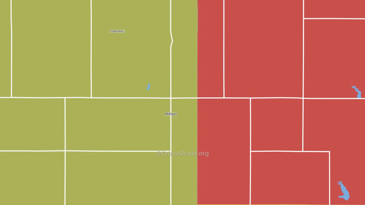Milligan, NE Map of Theft Rates