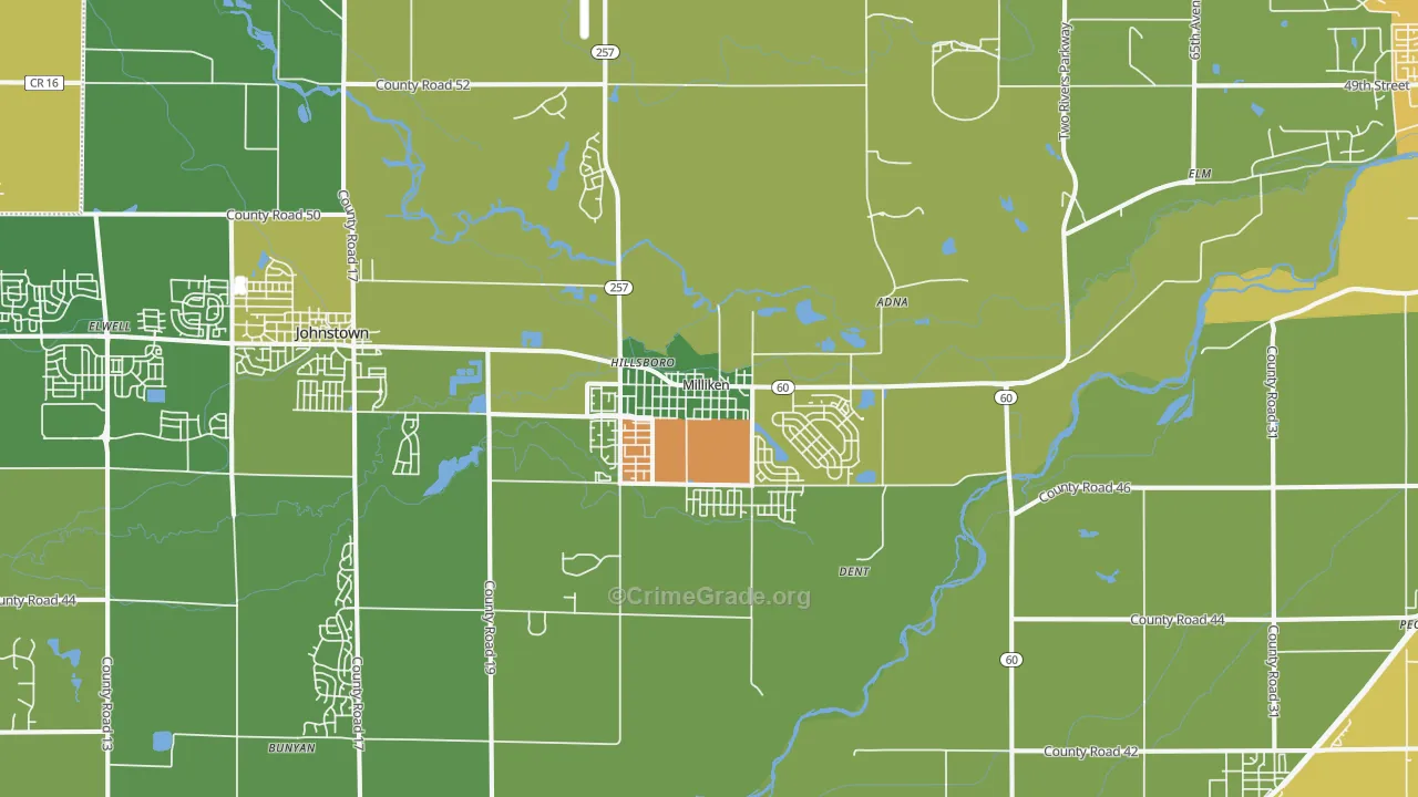 Milliken, CO Map of Theft Rates