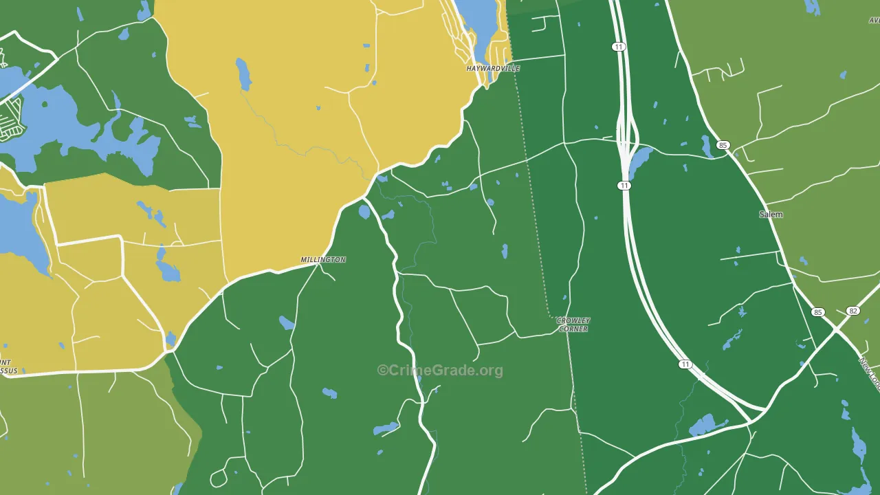 Millington, CT Map of Theft Rates