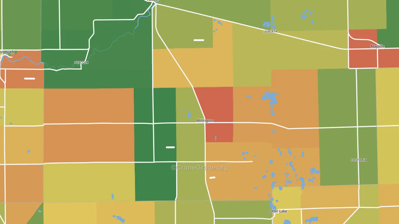 Millington, MI Map of Theft Rates