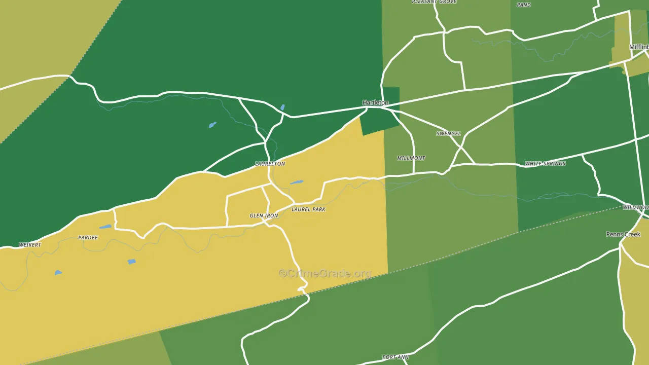 Millmont, PA Map of Theft Rates