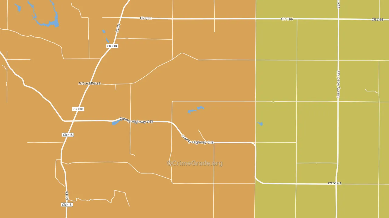 Millnerville, IA Map of Theft Rates