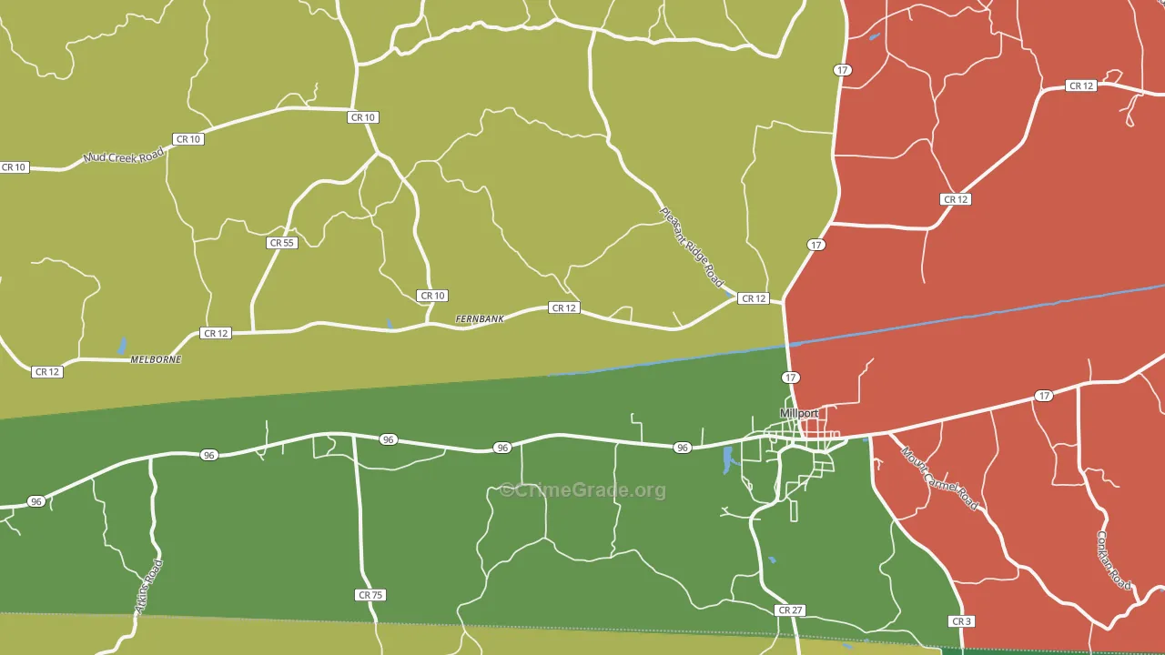 Millport, AL Map of Theft Rates