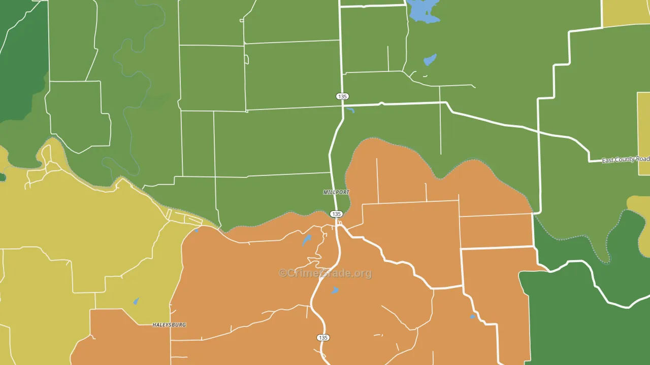 Millport, IN Map of Theft Rates