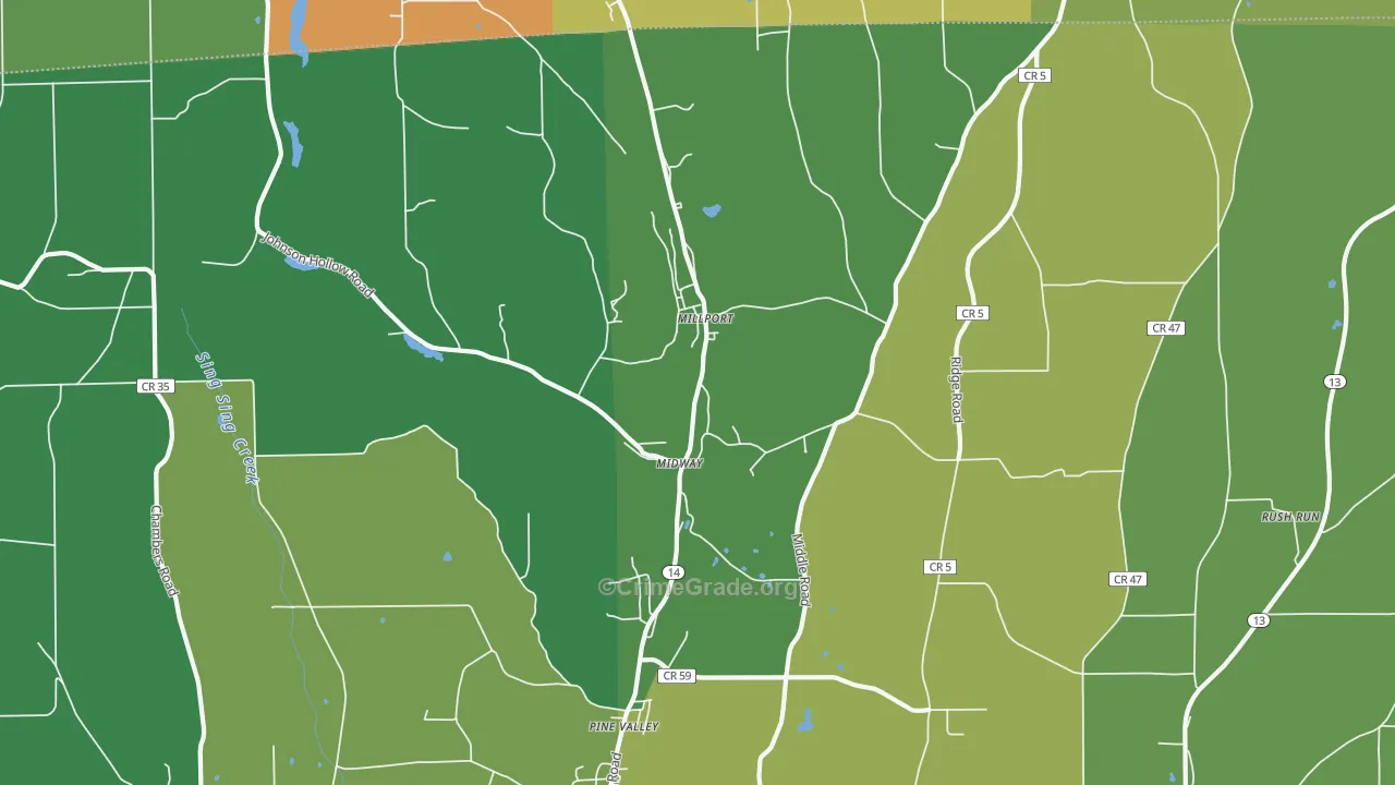 Millport, NY Map of Theft Rates