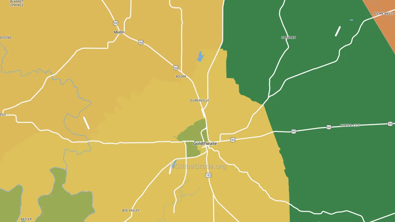 Mills County, TX Map of Theft Rates