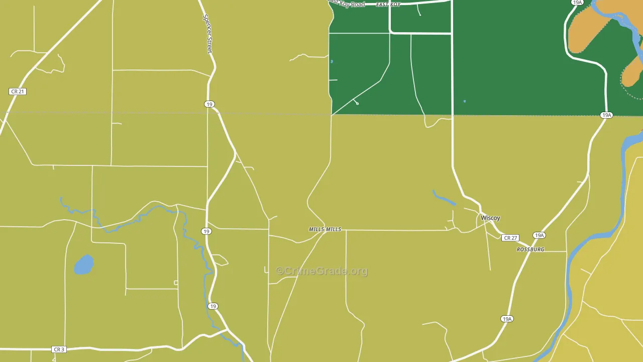 Mills Mills, NY Map of Theft Rates