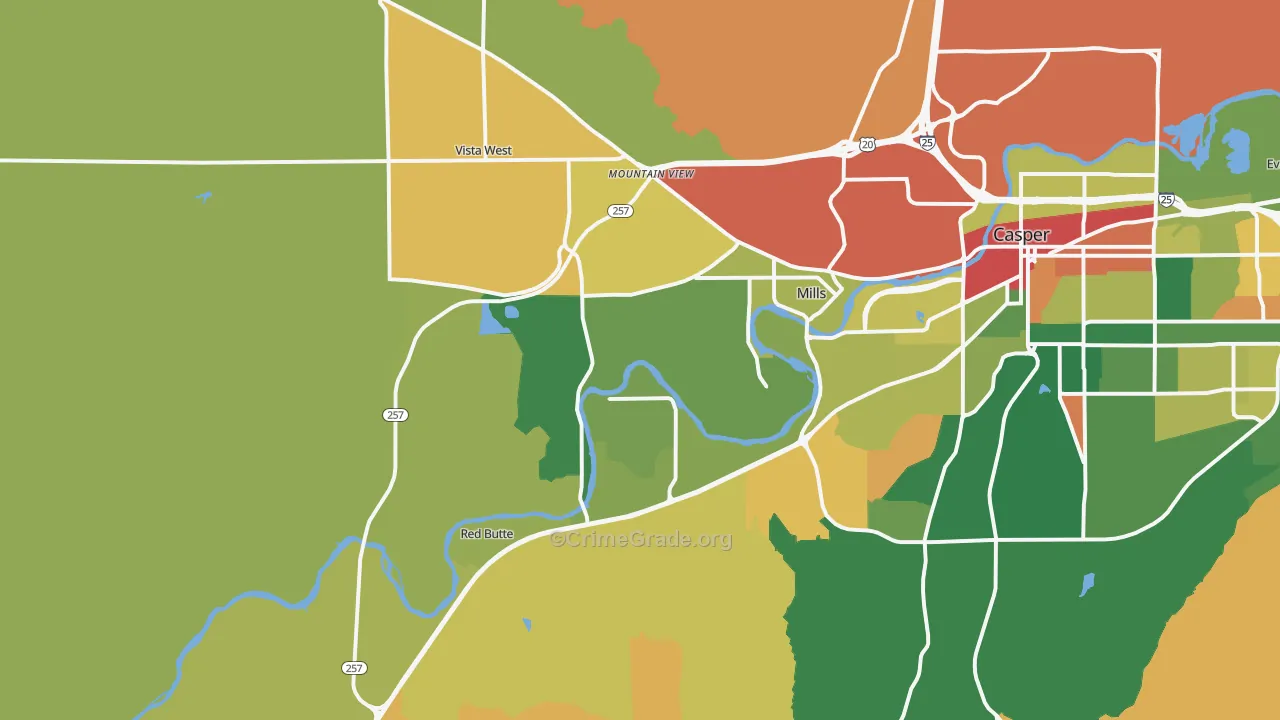 Mills, WY Map of Theft Rates