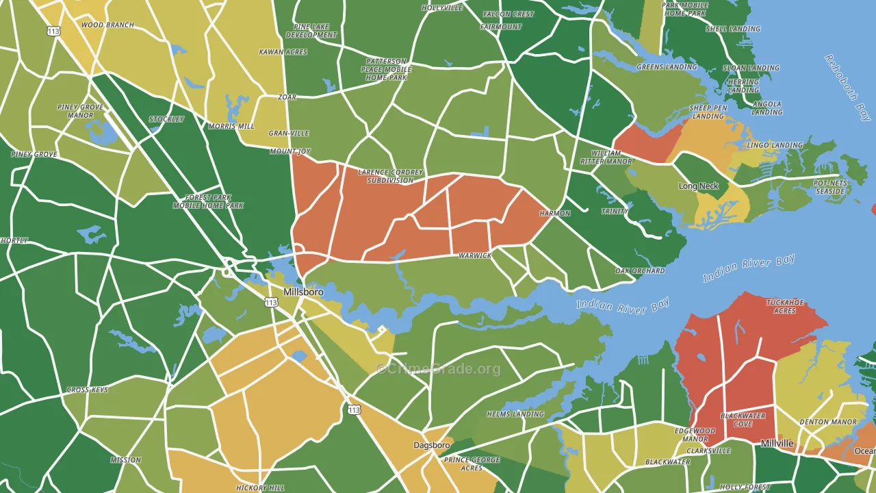 Millsboro, DE Map of Theft Rates
