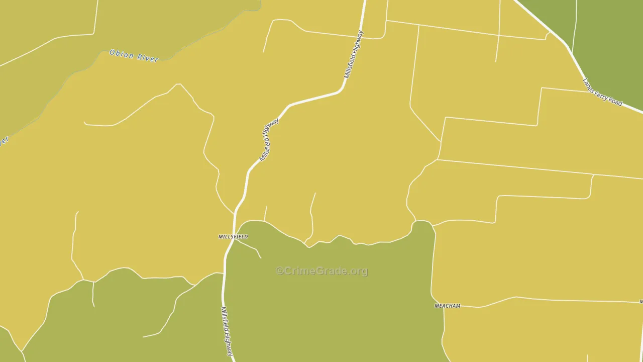 Millsfield, TN Map of Theft Rates