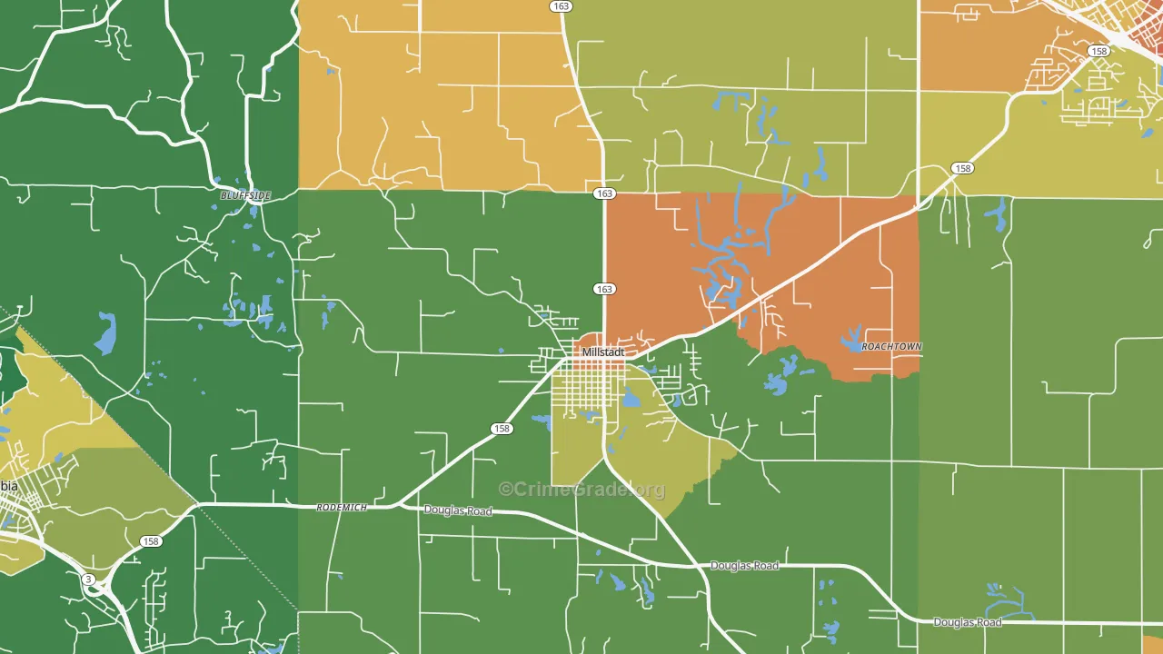 Millstadt, IL Map of Theft Rates