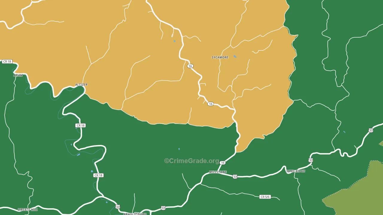 Millstone, WV Map of Theft Rates