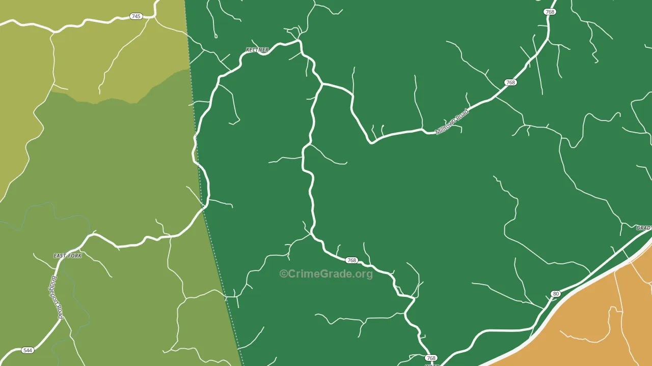 Milltown, KY Map of Theft Rates