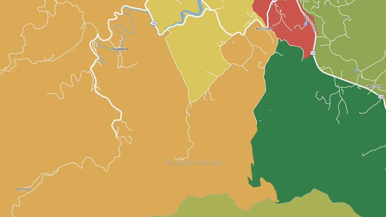 Milltown, NC Map of Theft Rates