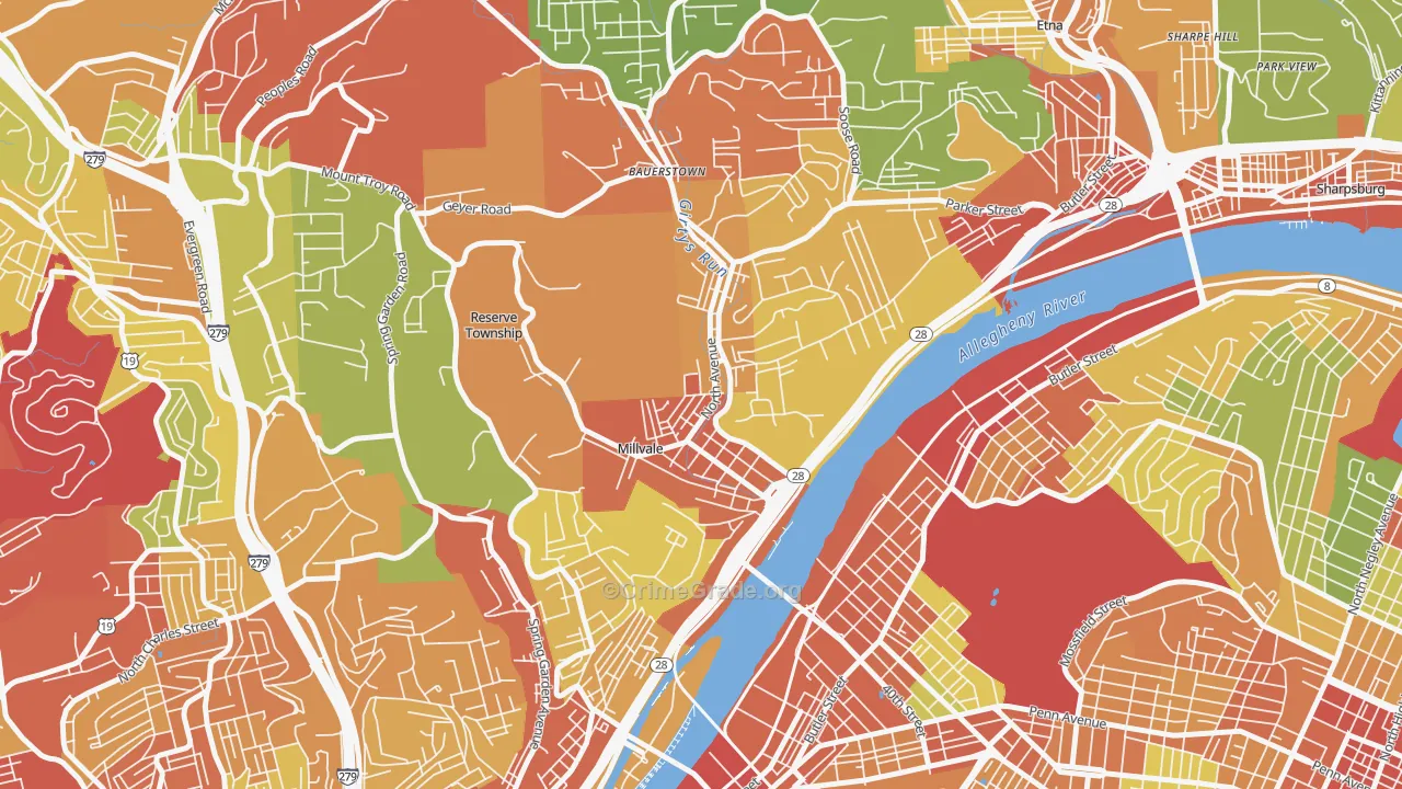Millvale, PA Map of Theft Rates