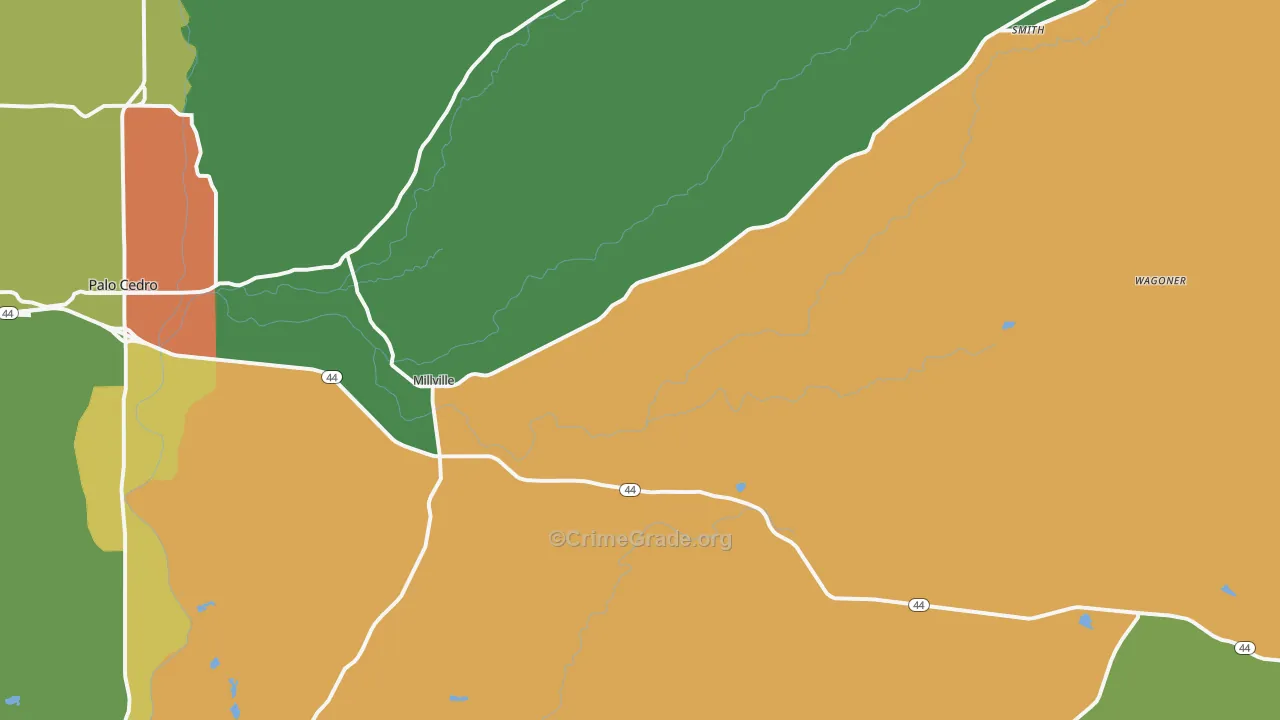 Millville, CA Map of Theft Rates