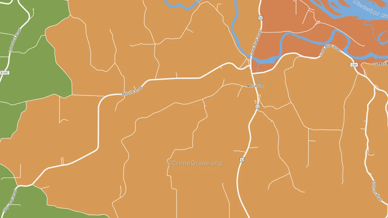 Millville, IA Map of Theft Rates