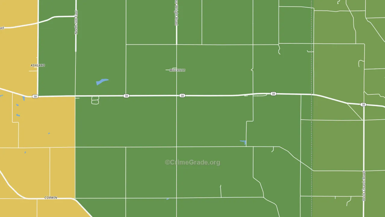 Millville, IN Map of Theft Rates