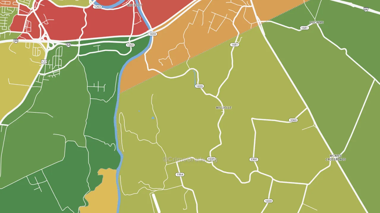 Millville, KY Map of Theft Rates