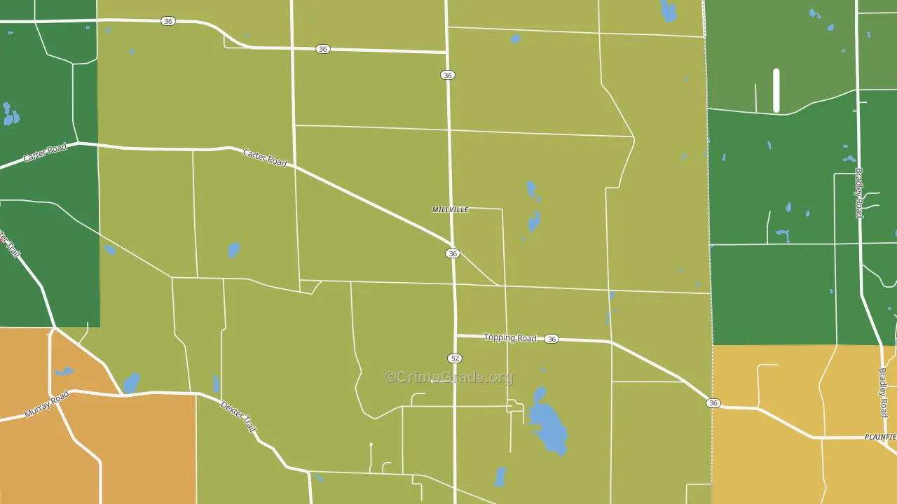 Millville, MI Map of Theft Rates