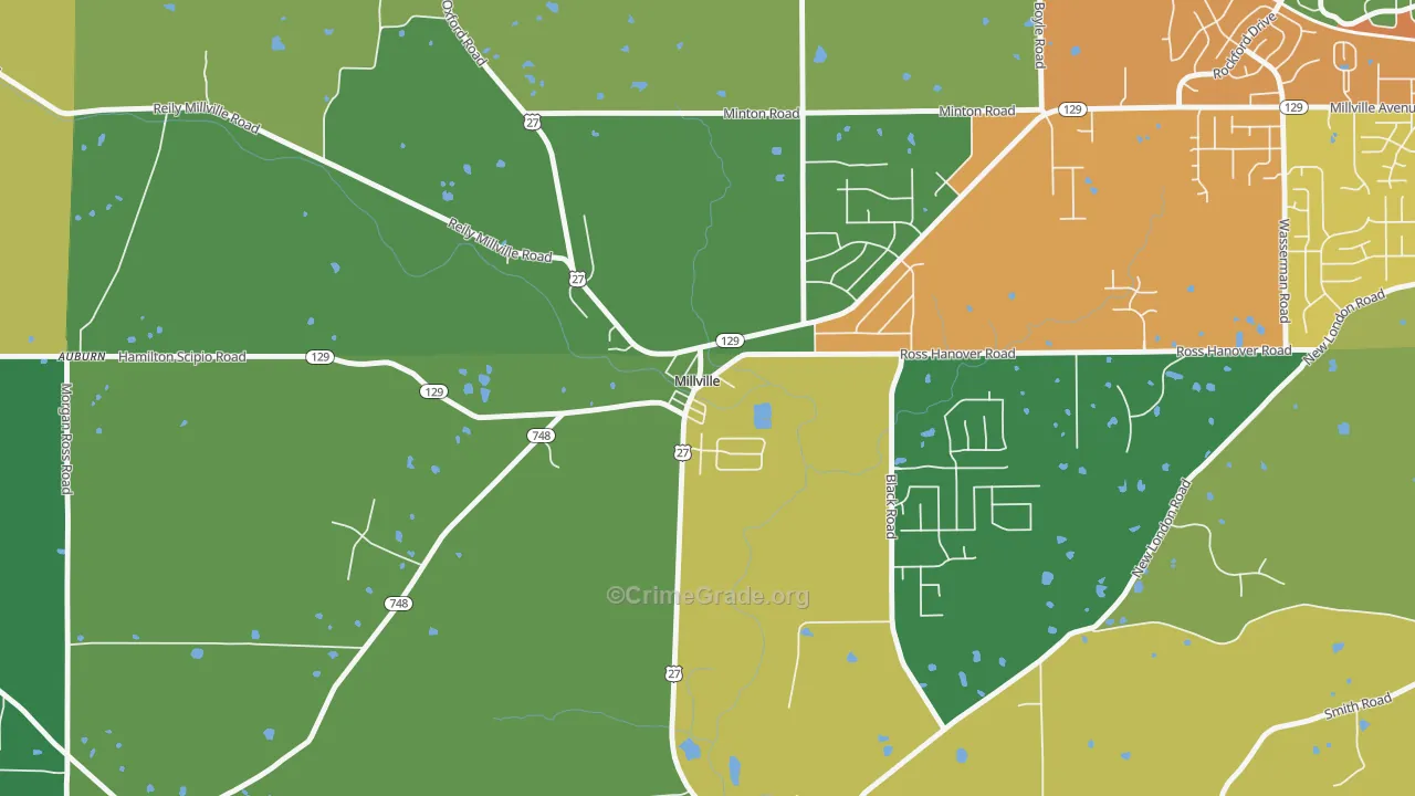Millville, OH Map of Theft Rates