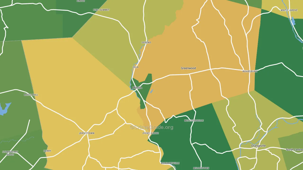 Millville, PA Map of Theft Rates