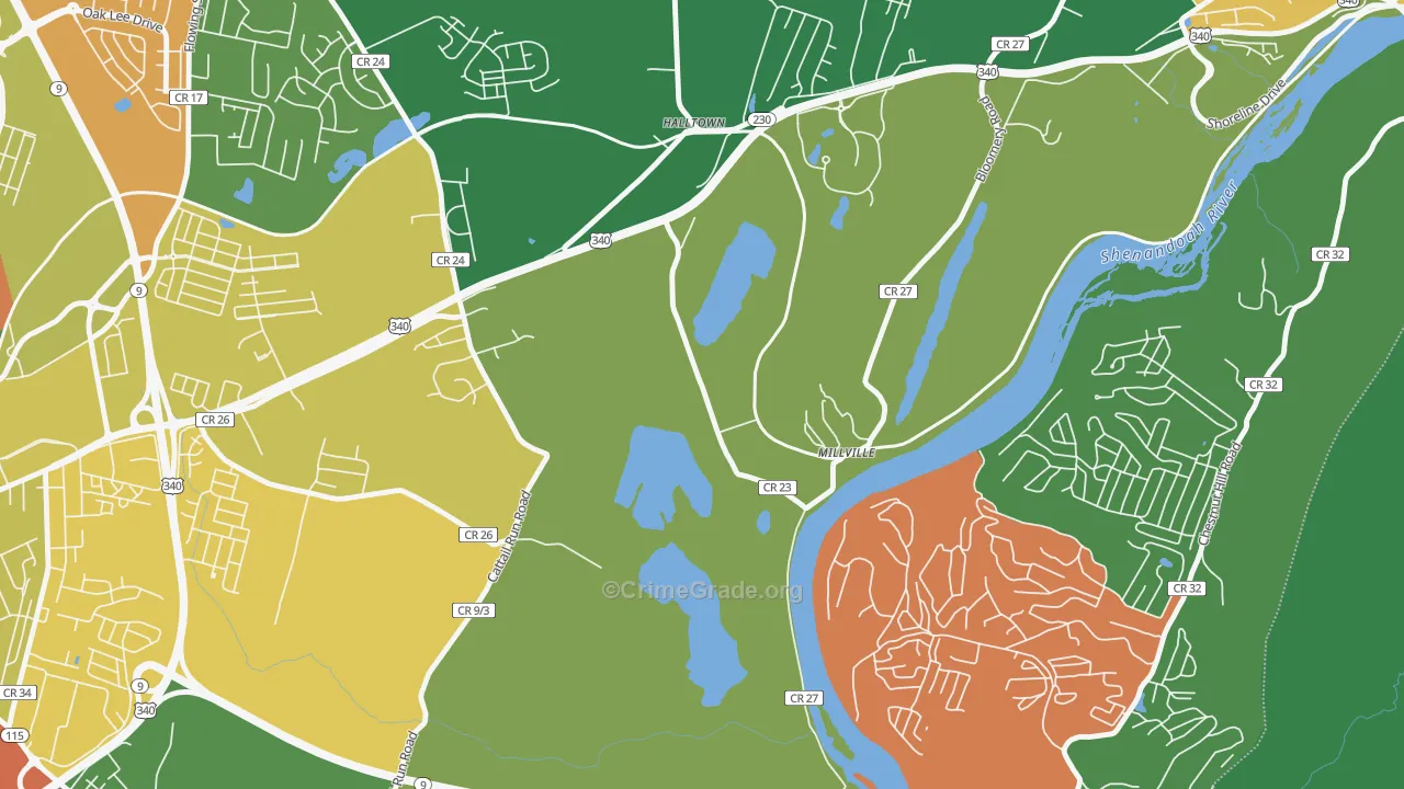 Millville, WV Map of Theft Rates