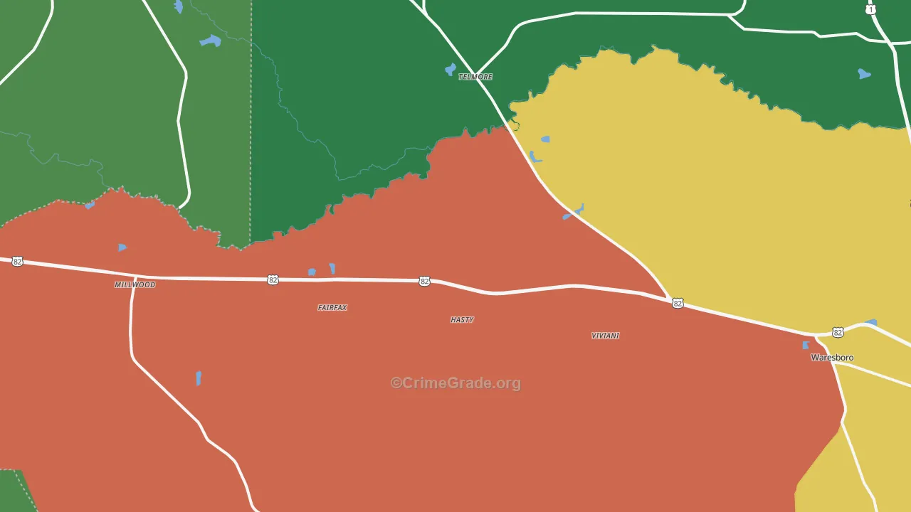 Millwood, GA Map of Theft Rates