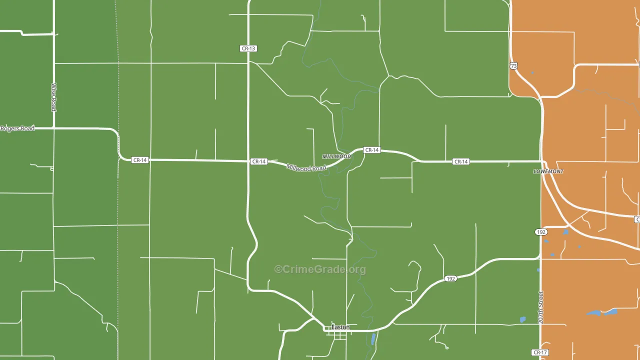 Millwood, KS Map of Theft Rates