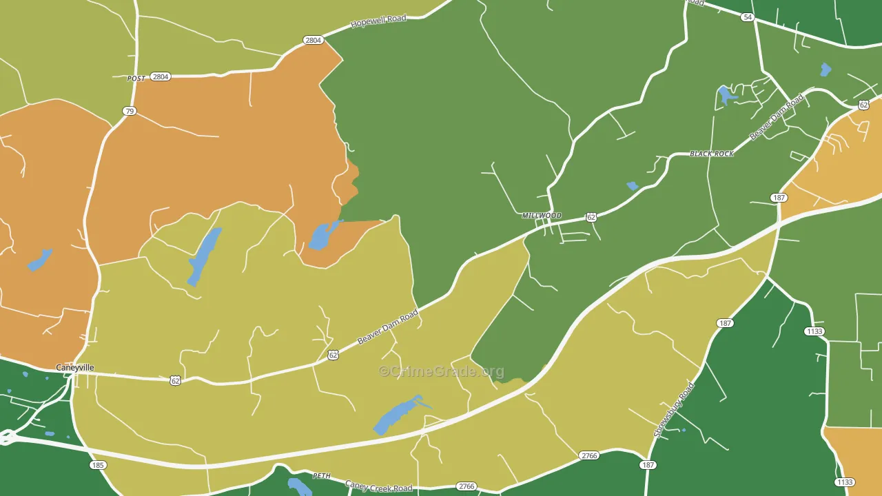 Millwood, KY Map of Theft Rates