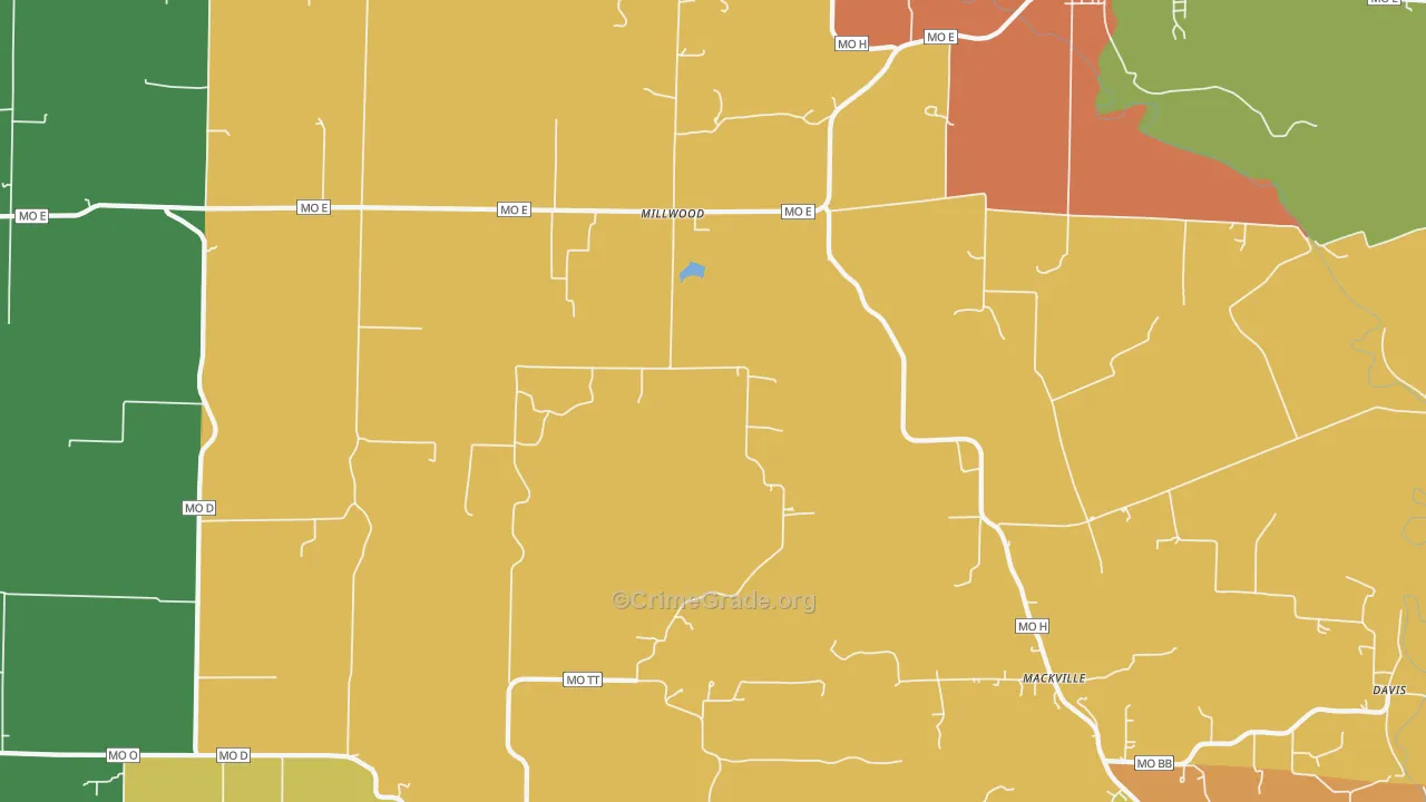 Millwood, MO Map of Theft Rates