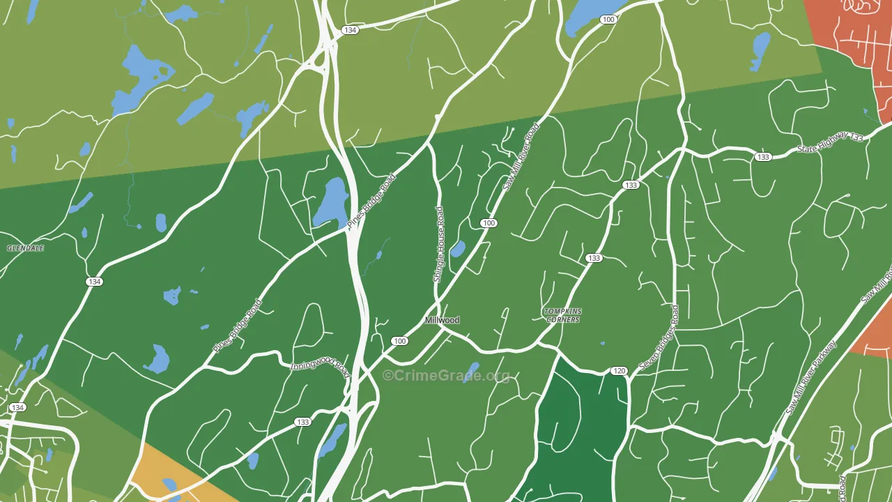 Millwood, NY Map of Theft Rates