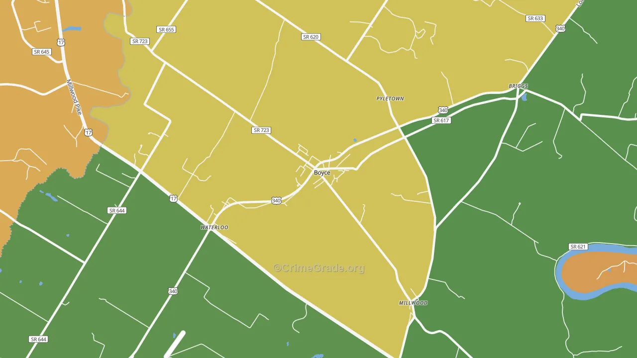 Millwood, VA Map of Theft Rates