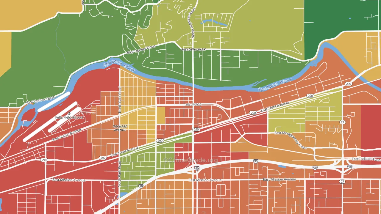Millwood, WA Map of Theft Rates