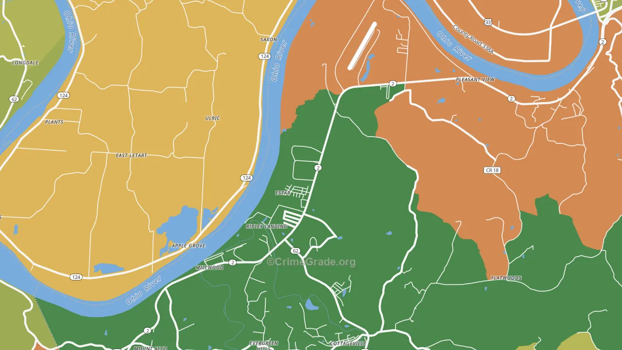 Millwood, WV Map of Theft Rates