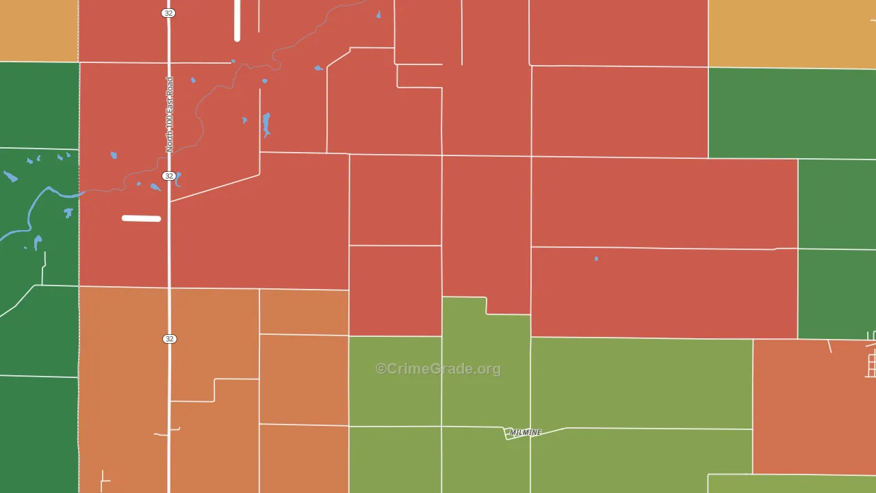 Milmine, IL Map of Theft Rates