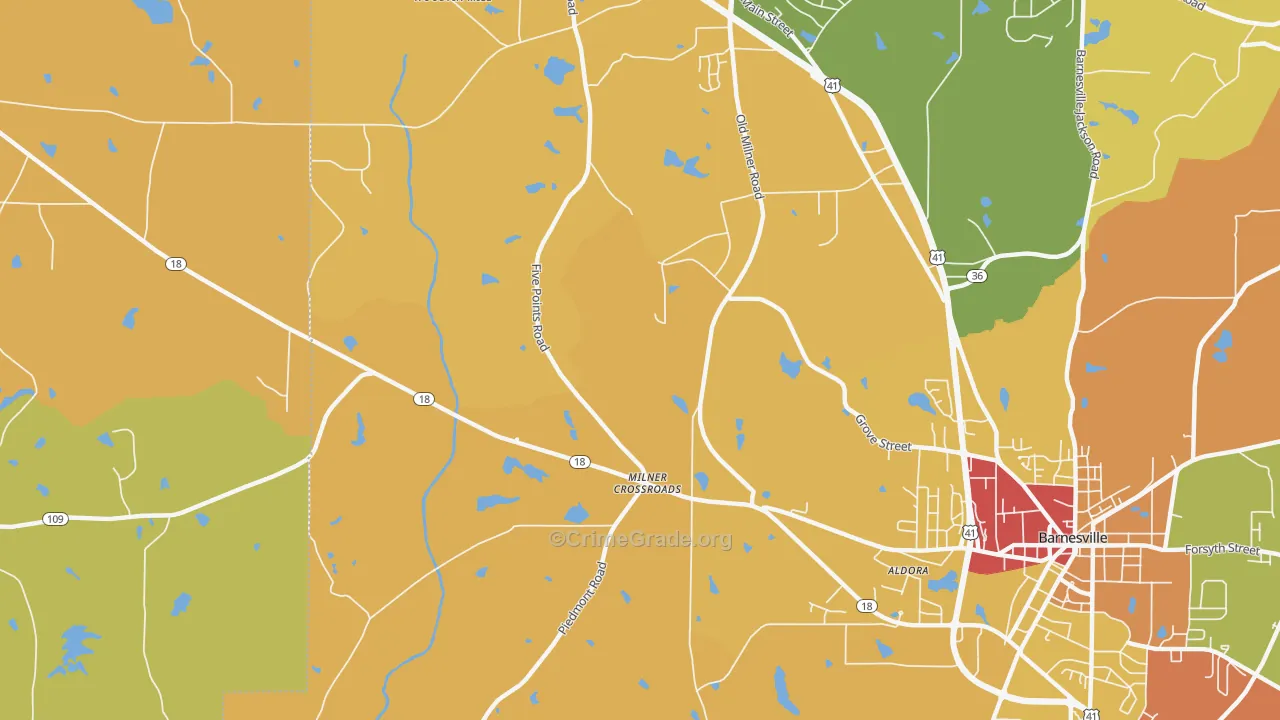 Milner Crossroads, GA Map of Theft Rates