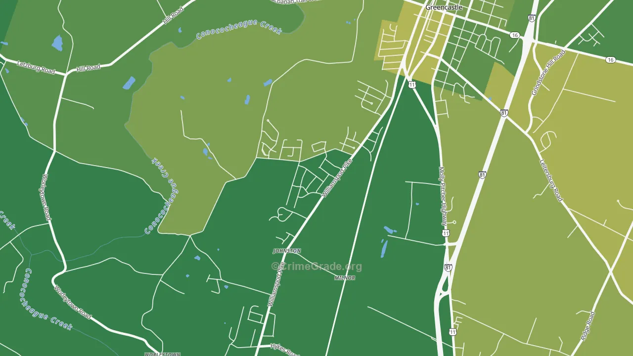 Milnor, PA Map of Theft Rates