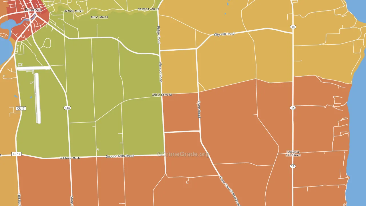 Milo Center, NY Map of Theft Rates