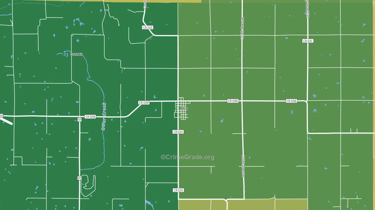Milo, IA Map of Theft Rates