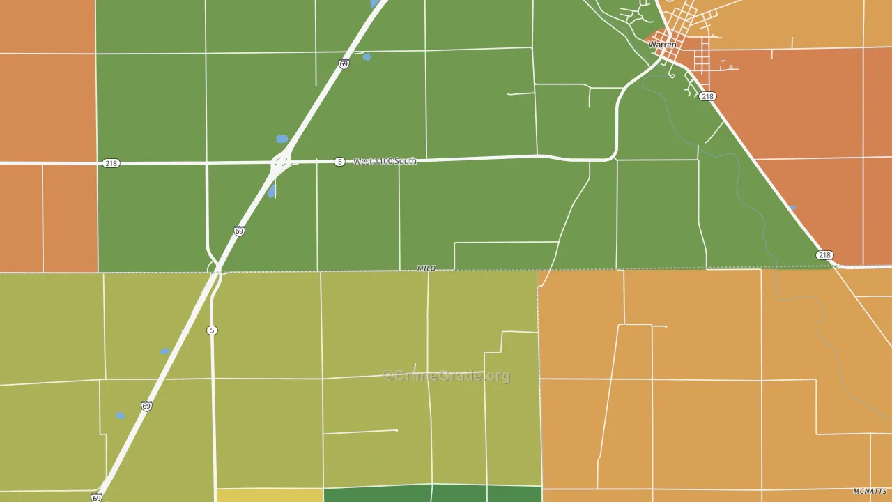 Milo, IN Map of Theft Rates