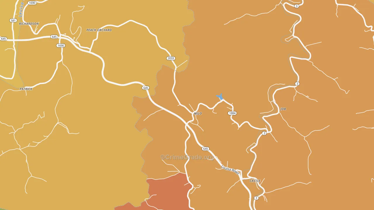 Milo, KY Map of Theft Rates