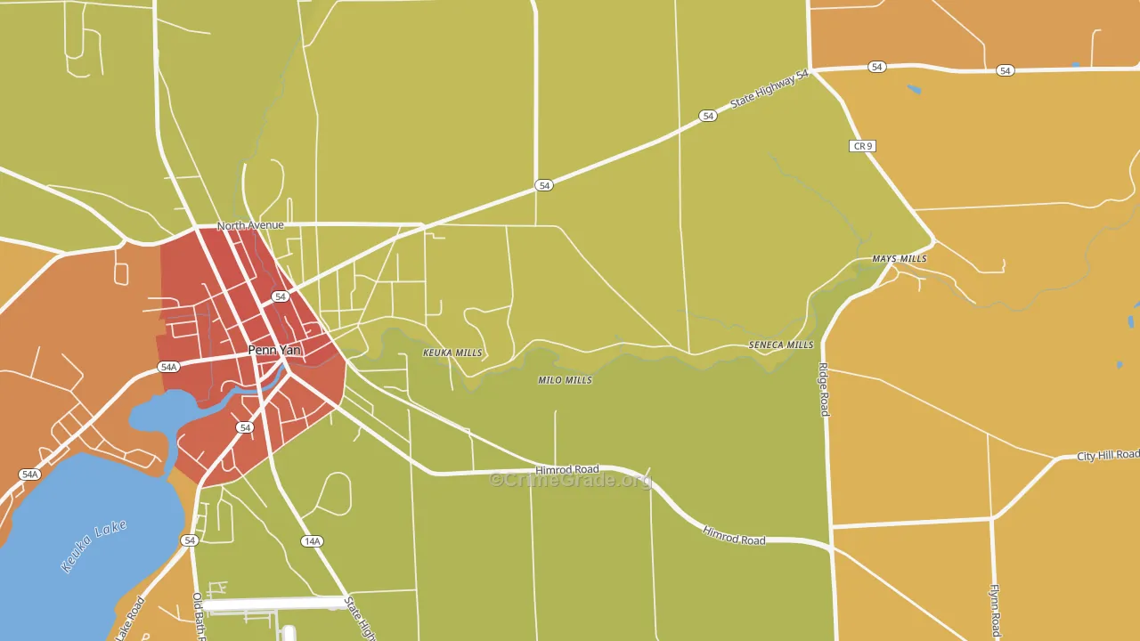 Milo Mills, NY Map of Theft Rates