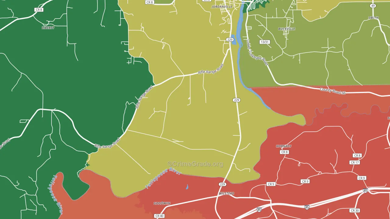 Milstead, AL Map of Theft Rates