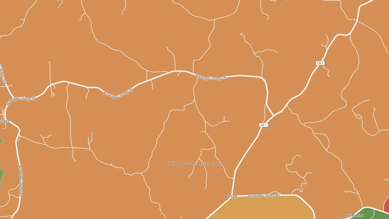 Milton, AL Map of Theft Rates