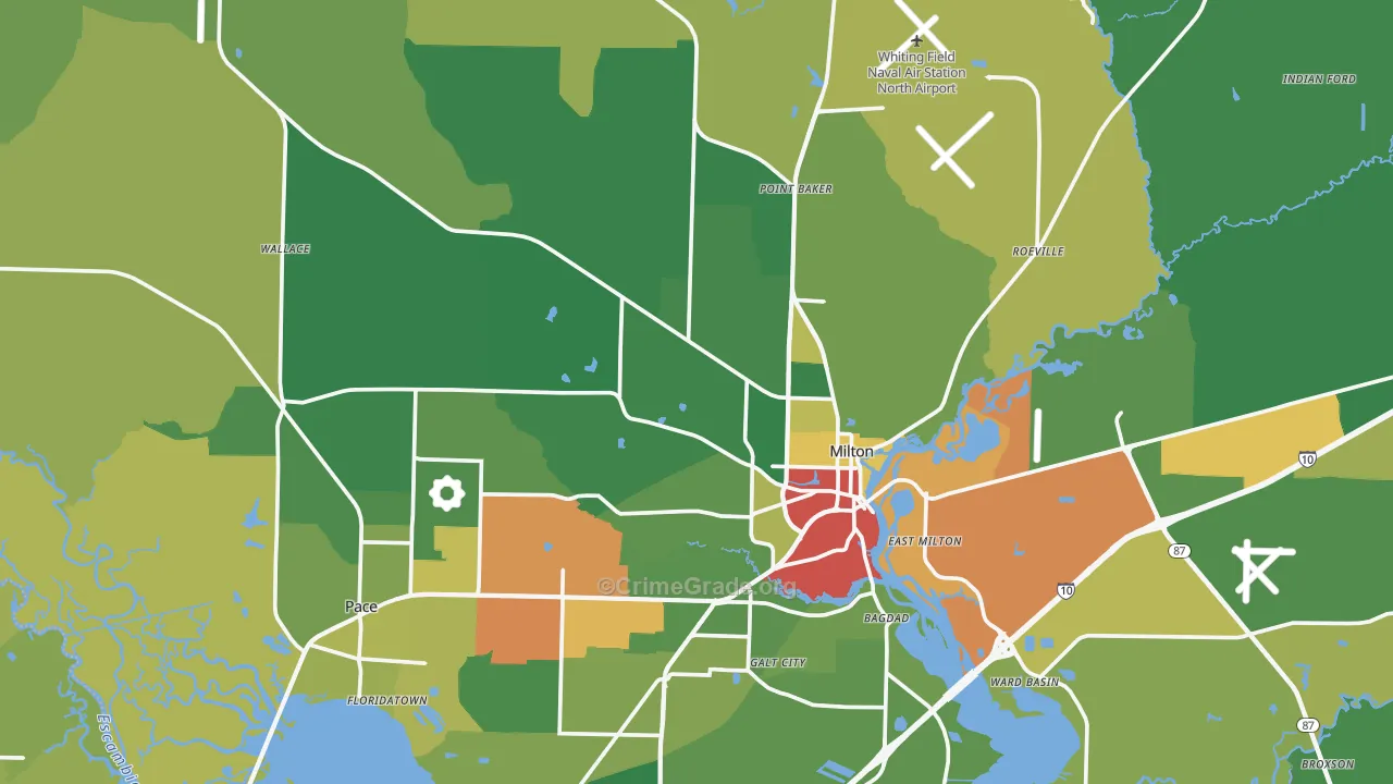 Milton, FL Map of Theft Rates